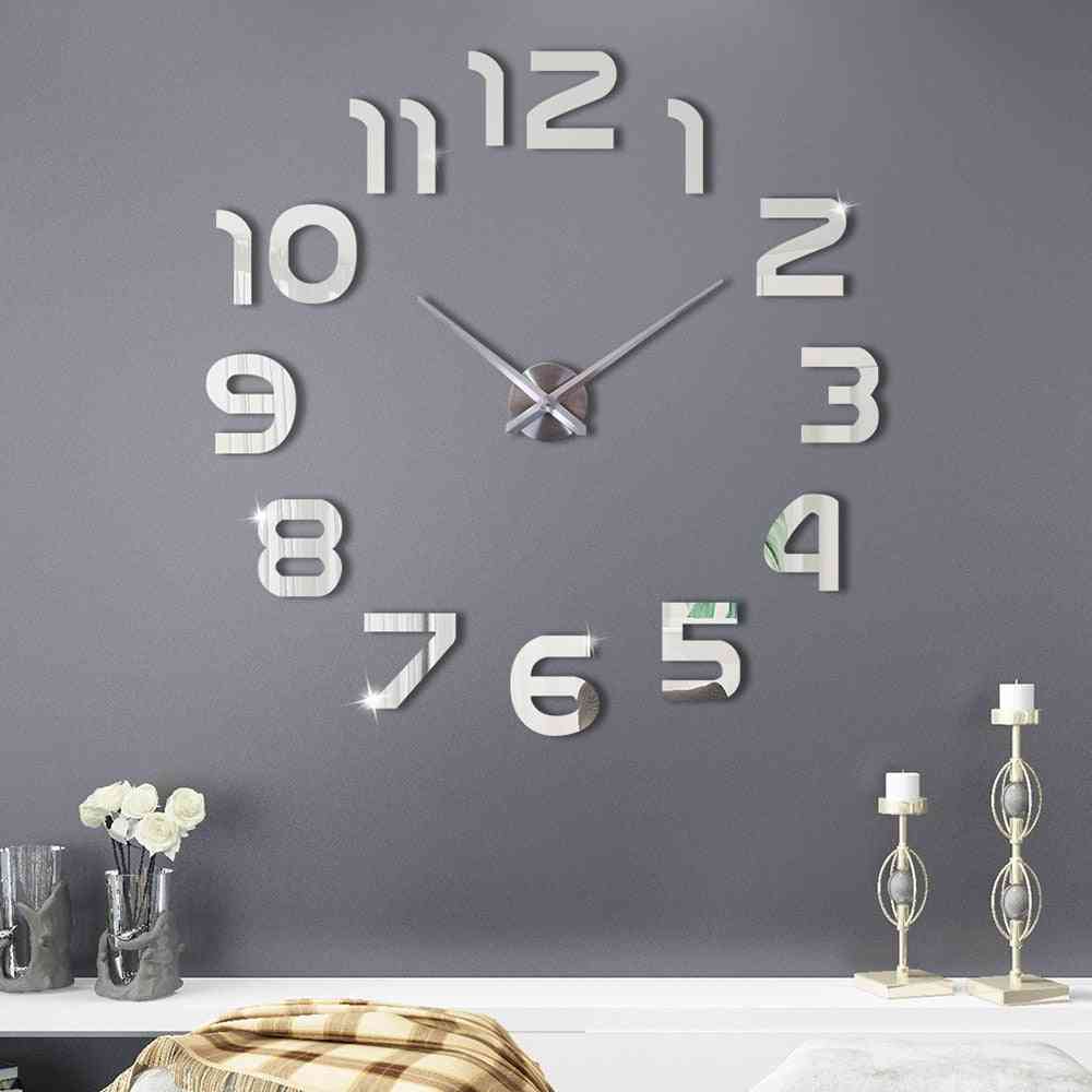 Large 3d Diy Wall Clock Sticker - Modern Design Silent Digital Acrylic Self Adhesive Wall Clock Sticker For Living Room Decor