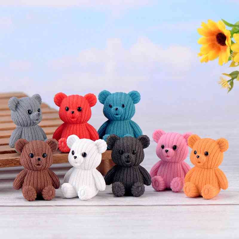Cute Plastic Teddy Bear Miniature - Party Accessories, Animal Garden Figurines Home Decor