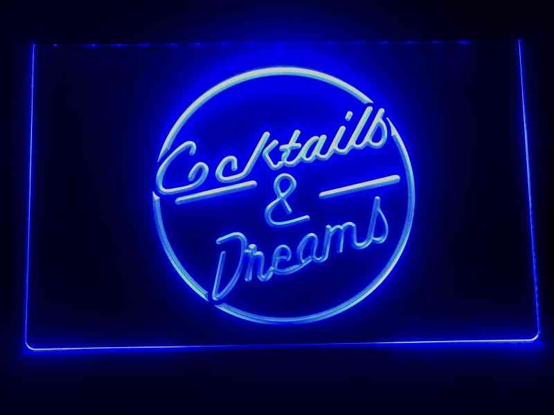 I079 cocktails & drömöl, vinbar pub ledde neonljusskylt