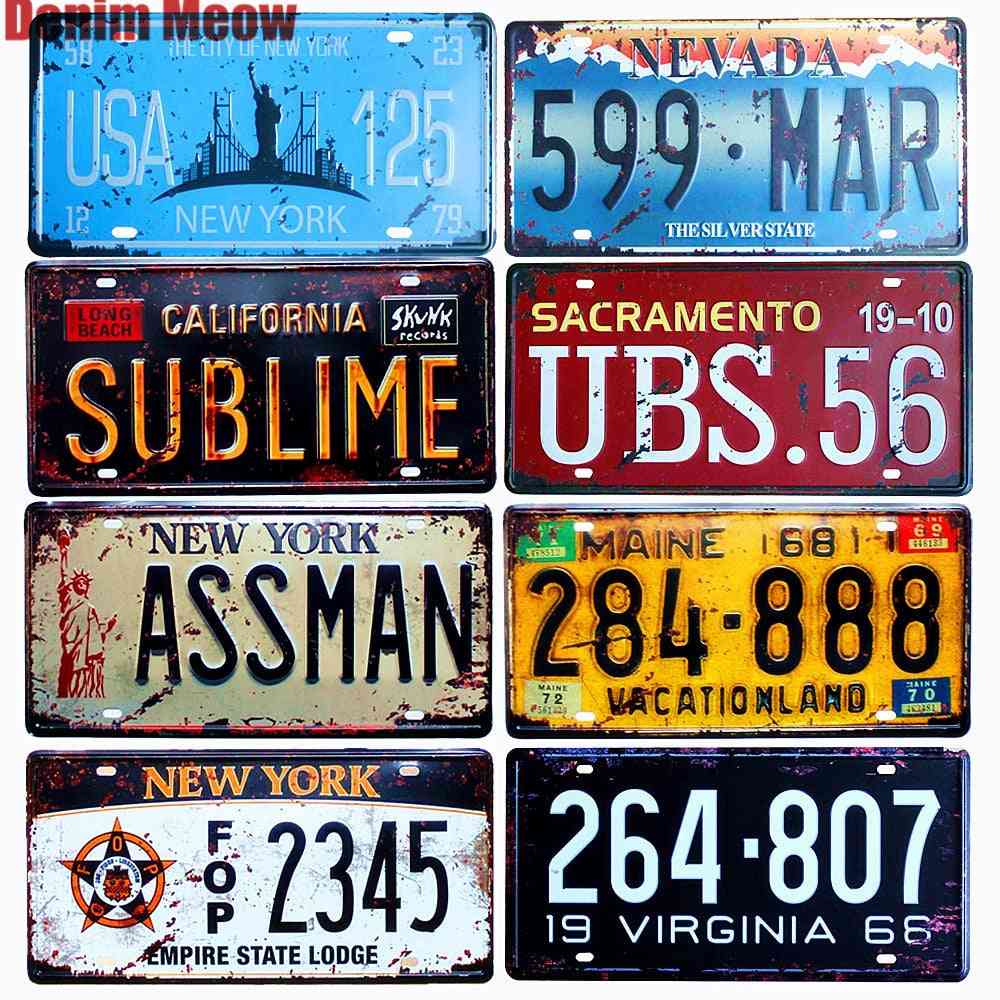 Retro Usa New York 125 Metal Tin Signs - Car Number License Home Decor For Bar, Cafe, Garage Wall Painting Plate