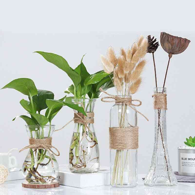 стъклена ваза в скандинавски стил - декорация на холна маса прозрачна водна хидропоника ваза за цветя сухо ваза за цветя, декор за валентинка