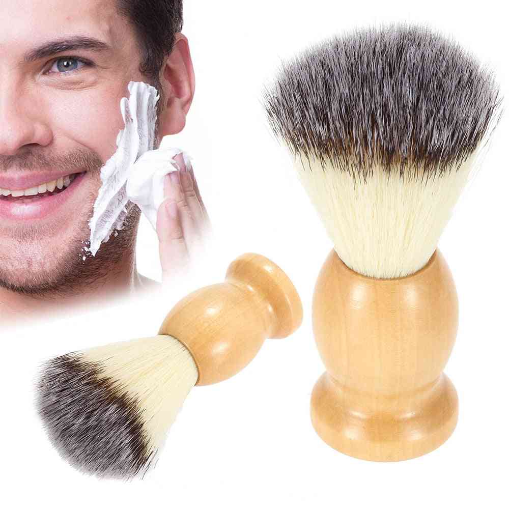 Professional Men's Pure Nylon Hair-shaving Brush With Wooden Handle