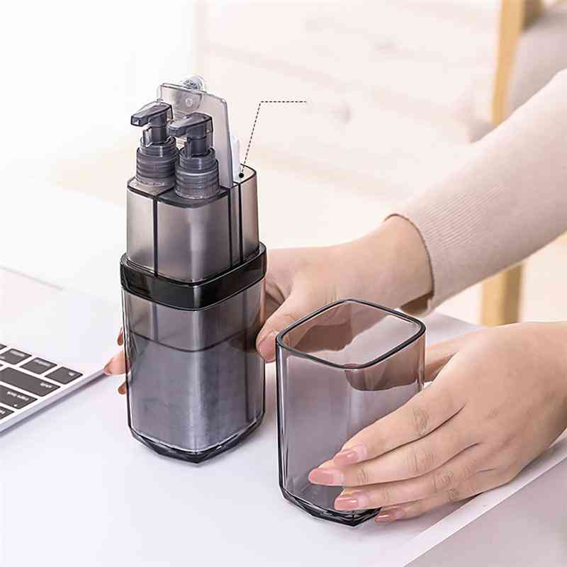 Portable Washing Cup Set For Travel - Dispenser, Container, Comb, Towel Storage Organizer Bag For Outdoor