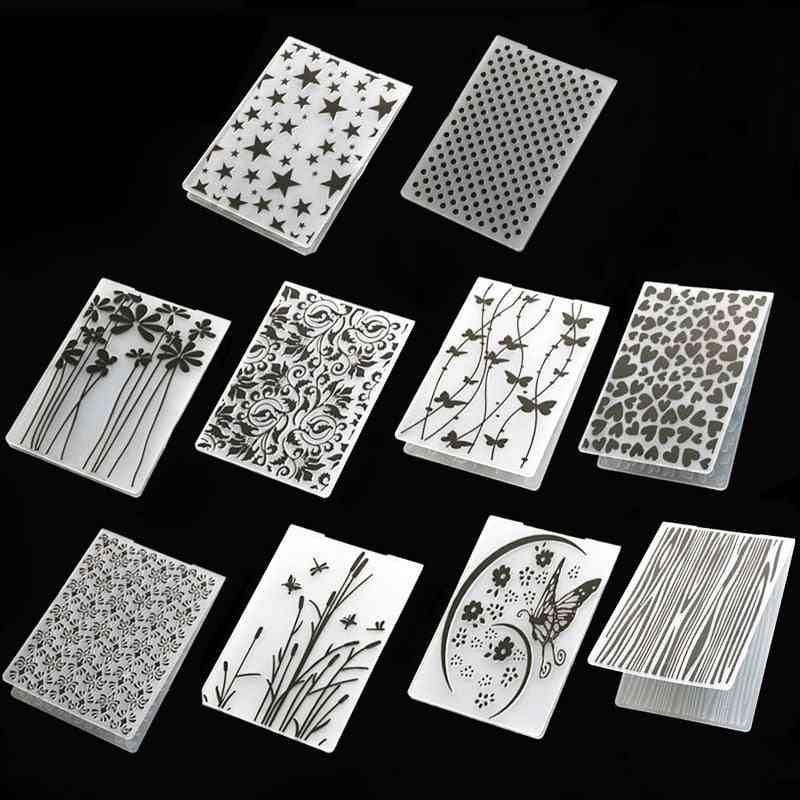 пластмасов шаблон занаятчийска карта за изработка на хартиени картички - фотоалбум, сватбена декорация скрапбукинг релефна папка