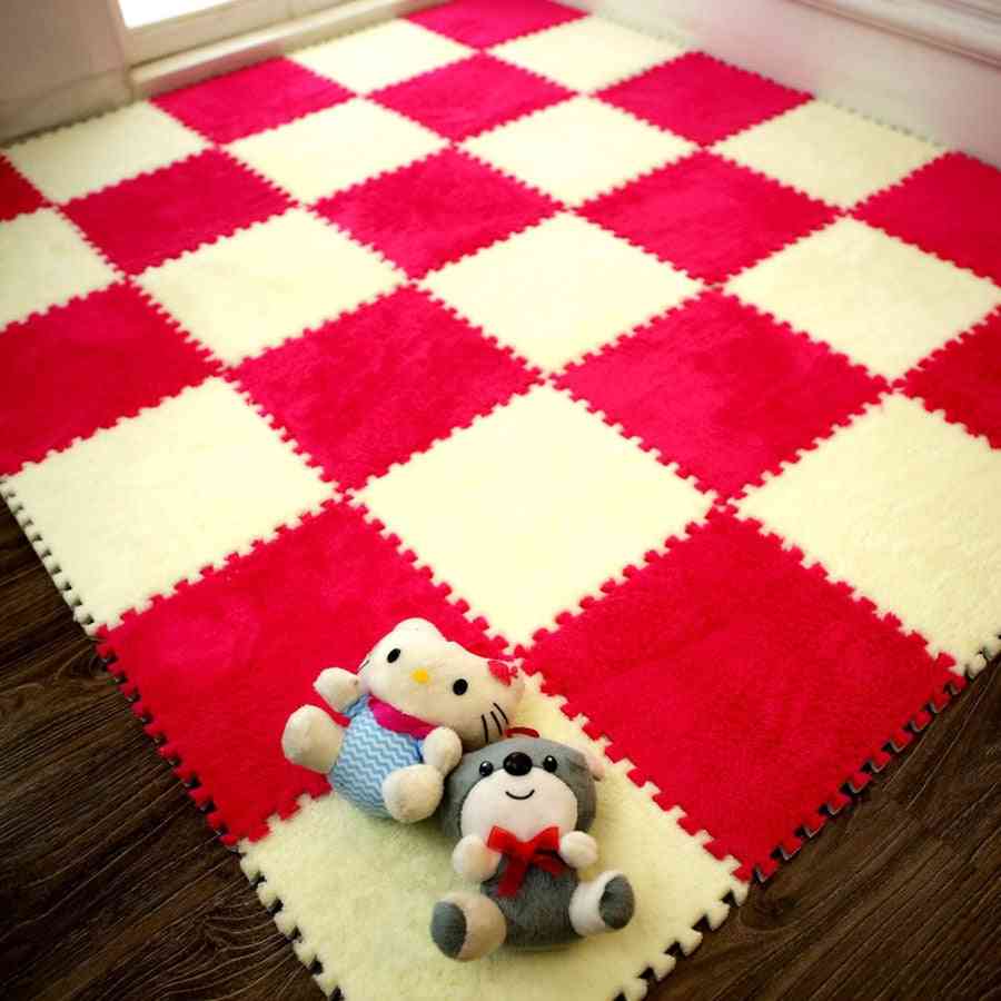 Alfombra suave alfombras de mosaico de rompecabezas para sala de estar, dormitorio, habitación de niños, rosa / 1 pieza