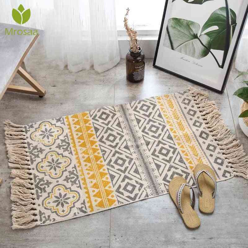 ръчно тъкан килим за хол, килим за спалня - геометрична подложка за домашен декор