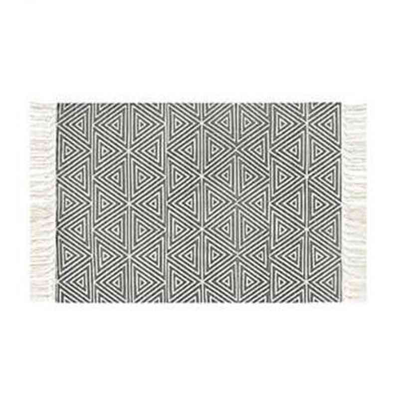 Hand Woven Carpet For Living Room, Bedroom Rug - Geometric Floor Mat For Home Decor