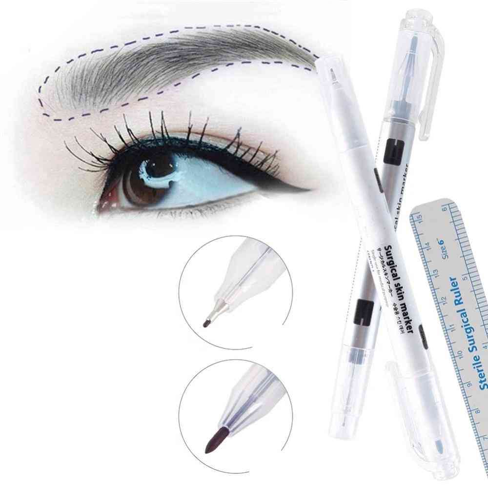 Surgical Skin,eyebrow, Tattoo Marker Pen With Measuring Ruler