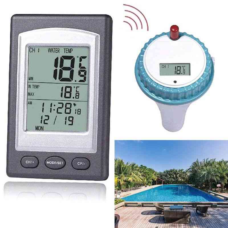 Wireless Pool Thermometer Hot Tub Home Swim Spa Water Temperature Meter Calendar Alarm Clock 40~60c Waterproof Outside Sensor