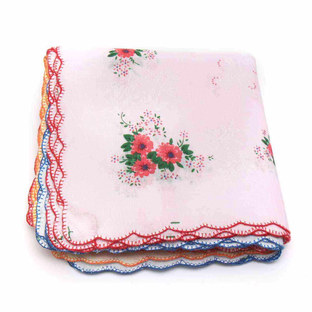 Vintage Style Floral Flower Bird Handkerchief - Lady Women Kids Cotton Hanky