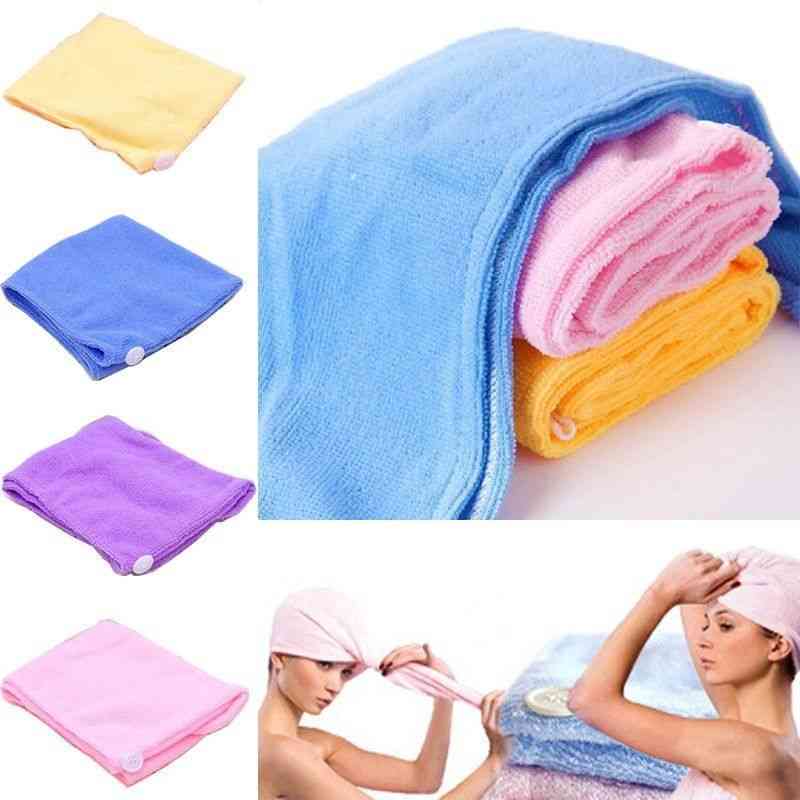 Toalla de microfibra de ducha de secado de cabello turbante - bata de baño absorbente de secado rápido para mujeres