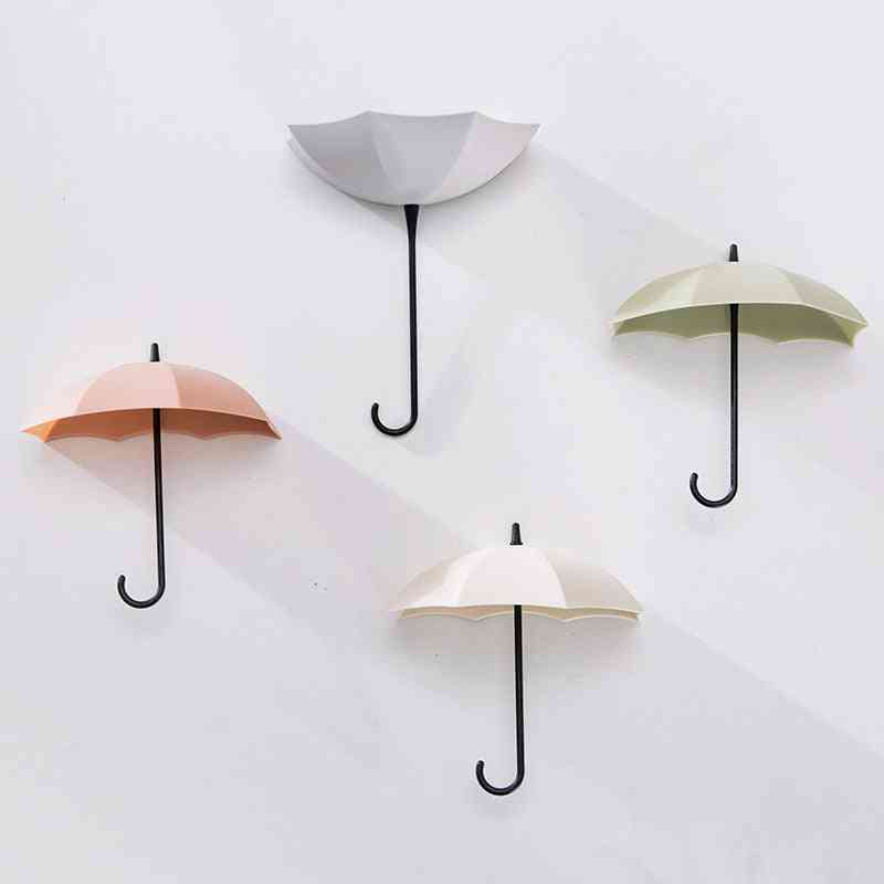 Kreative Regenschirmform Wandhaken Schlüsselhalter für Küche Bad - beige weiß grau