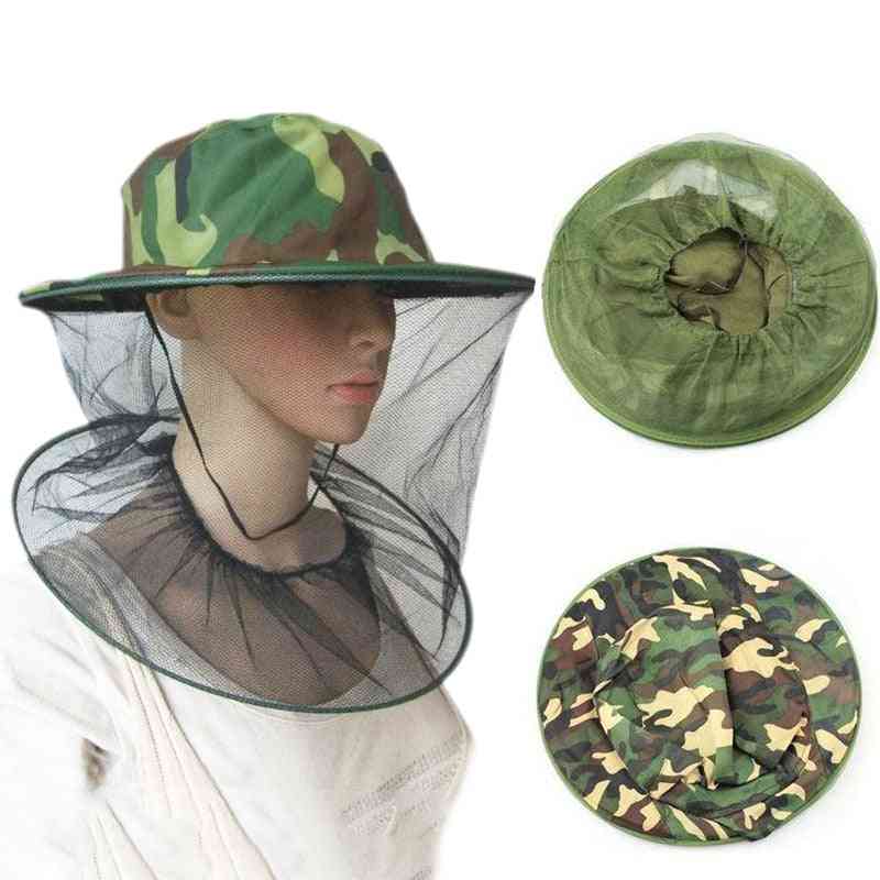 Nouveau jardin apiculture chapeau camouflage filets pour moustiquaire chapeau extérieur moustique casquette insecte chapeau de pêche maille visage protecteur