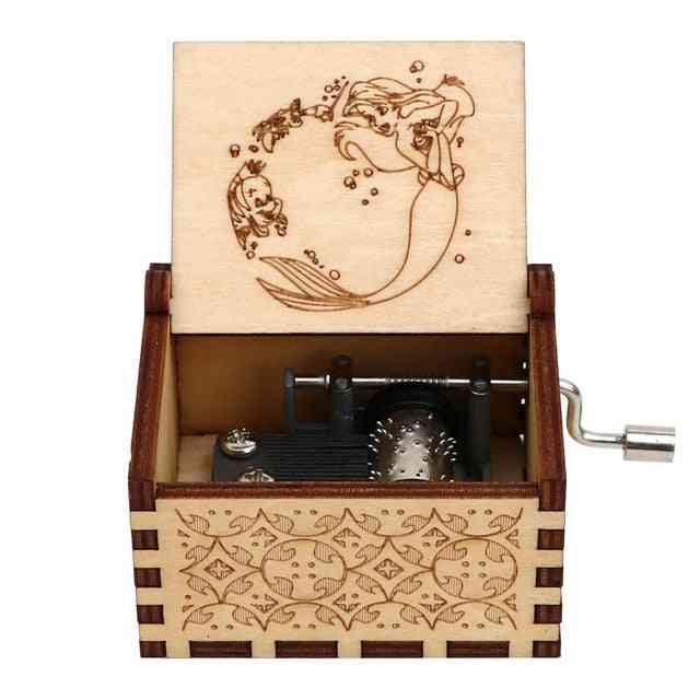 A caixinha de música de madeira entalhada à mão com manivela de sereia - mry02-ys