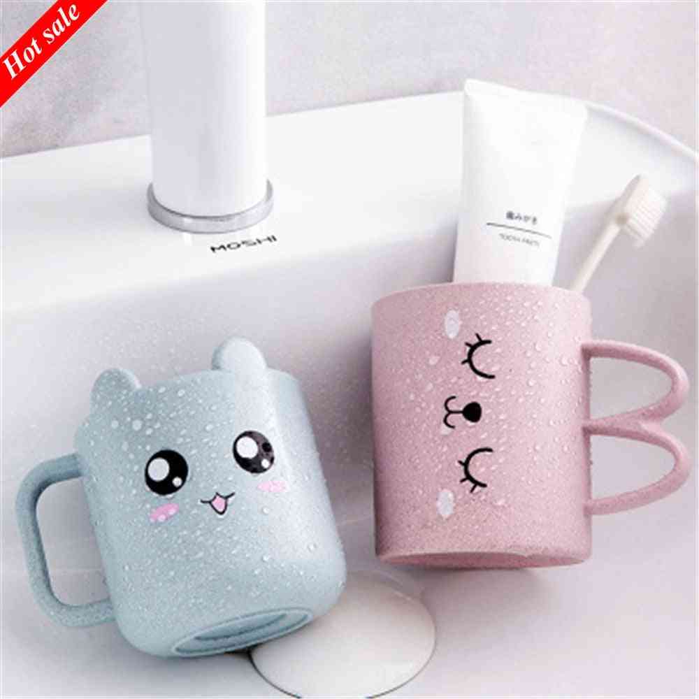 Wheat Straw Cartoon Expression Mouthwash Creative Brushing Cup
