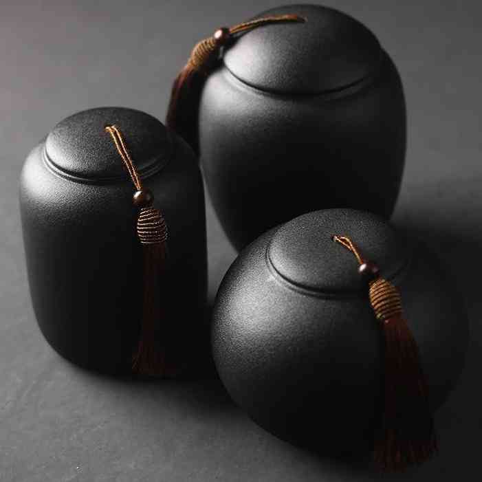 Schwarze Einäscherungsurnen für menschliche Asche - Keramikurne kleine Andenken-Bestattungsschatulle