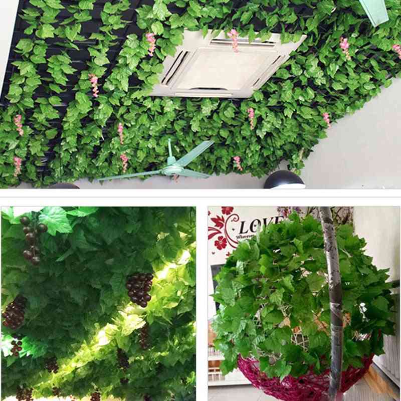 Sztuczne rośliny pnącze zielone liście bluszczu winorośli do domu, dekoracje ślubne, DIY wisząca girlanda sztuczne kwiaty - e