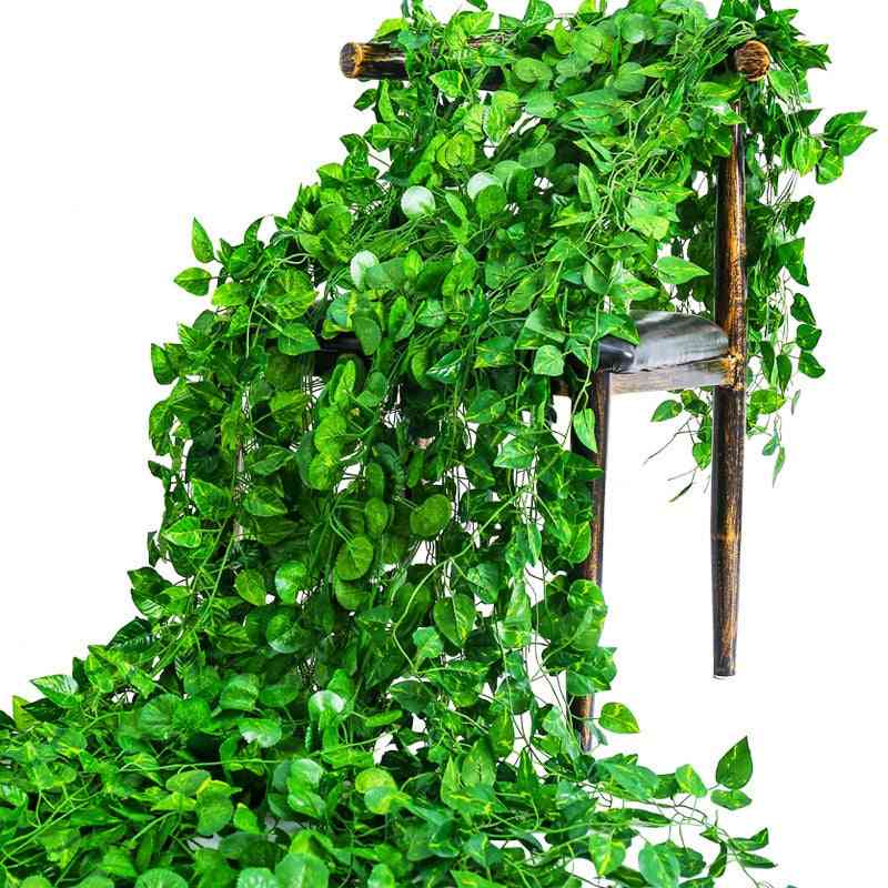 Piante artificiali rampicante foglia verde edera vite per la casa, decorazioni per matrimoni, fiori artificiali ghirlande appese fai da te