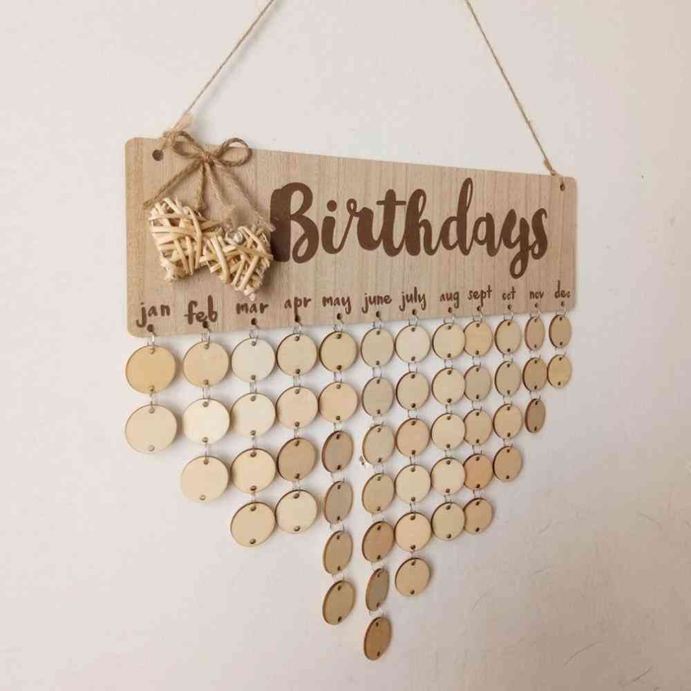 Christmas, New Year, Birthday, Special Days Reminder Board - Home Decor Hanging Wooden Calendar Board Ornament