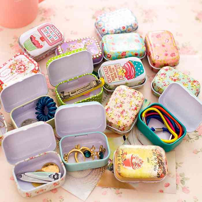 Mini caja de hojalata colorida retro cajas de embalaje de frascos sellados: joyas, caja de dulces, cajas de almacenamiento de pendientes
