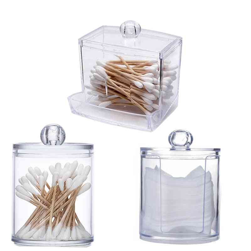 Transparent Organizer Cotton Swab Storage Box Organizer - Acrylic Cotton Pad Storage Box