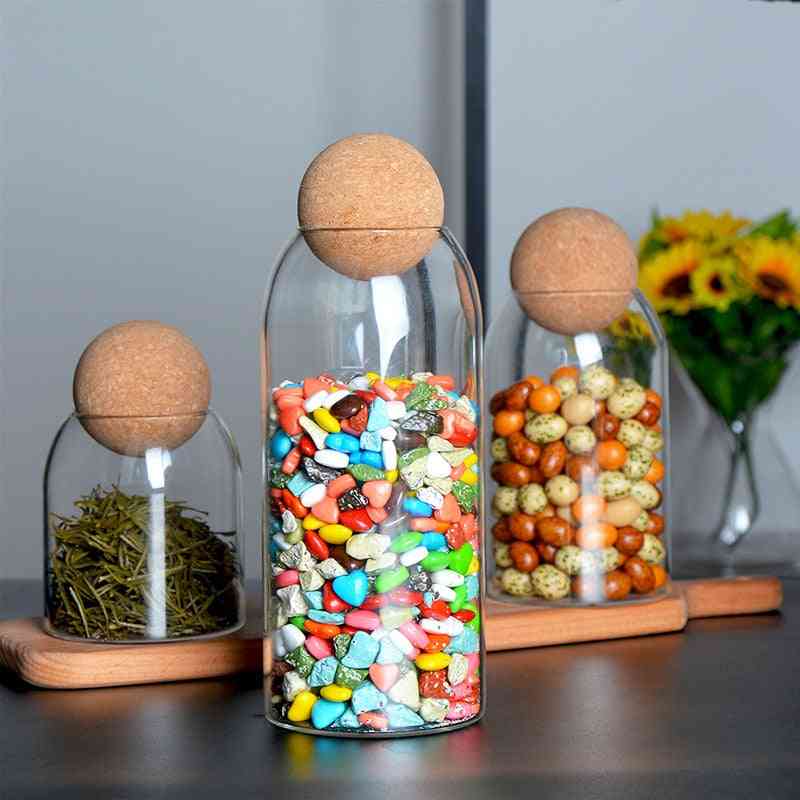 Ball Cork Lead Free Storage Glass Bottle - Transparent Tank Sealed Cans