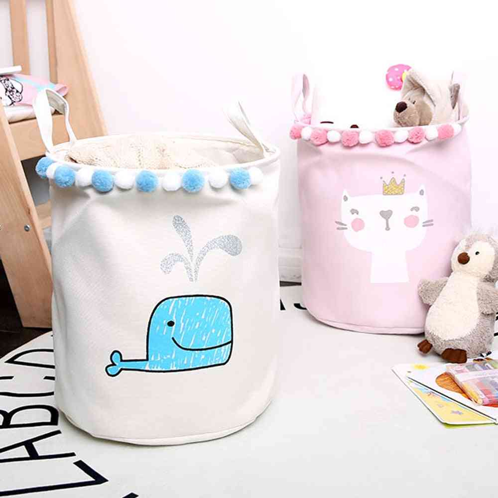 Cute Cartoon Foldable For Picnic, Laundry Basket, Toy Storage Bucket - Dirty Clothes Basket Box, Canvas Organizer