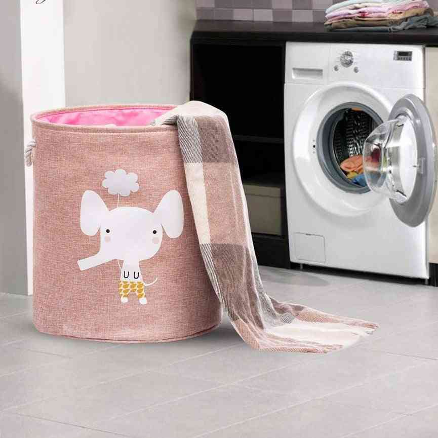 Cute Animal Large Folding Laundry Basket With Lid - Toy Storage Baskets Bin