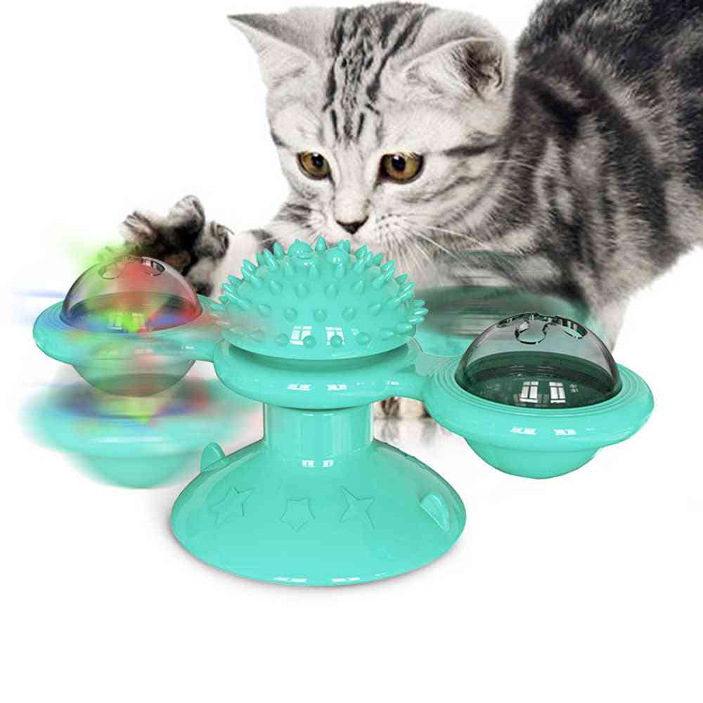 Windmolen speelgoed voor katten puzzel wervelende draaitafel met borstel kat speelspel speelgoed windmolen kitten interactief speelgoed levert huisdier