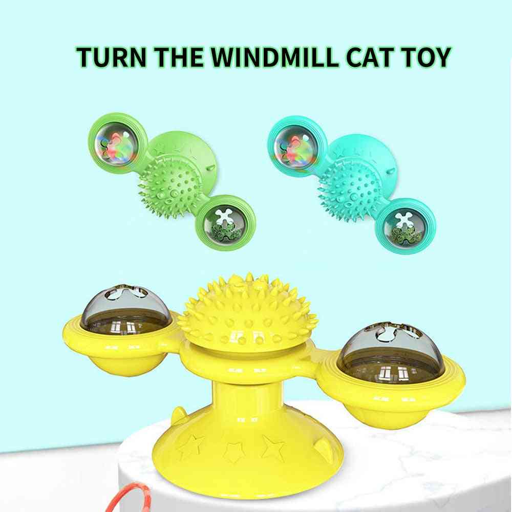 Väderkvarn leksaker för katter pussel virvlande skivspelare med borste katt spela spel leksaker vindkraft kattunge interaktiva leksaker levererar husdjur