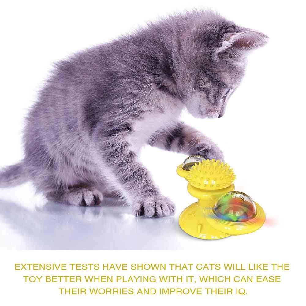 Wiatrak zabawki dla kotów puzzle wirujący stół obrotowy ze szczotką, koty grają w gry zabawki wiatrak kotek zabawki interaktywne dostaw zwierzak - zielony