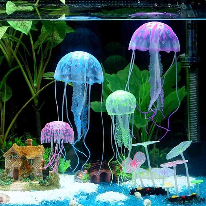 Artificial Swim Glowing Effect Jellyfish Aquarium Fish Tank Underwater Live Plant Luminous Ornament Aquatic Landscape