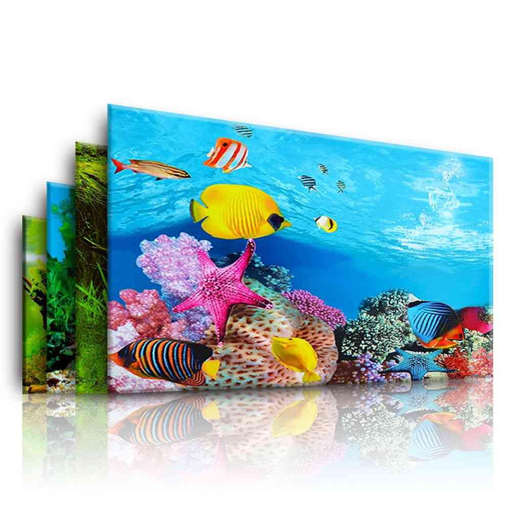 3d Background, Double-sided Landscape Sticker For Aquarium