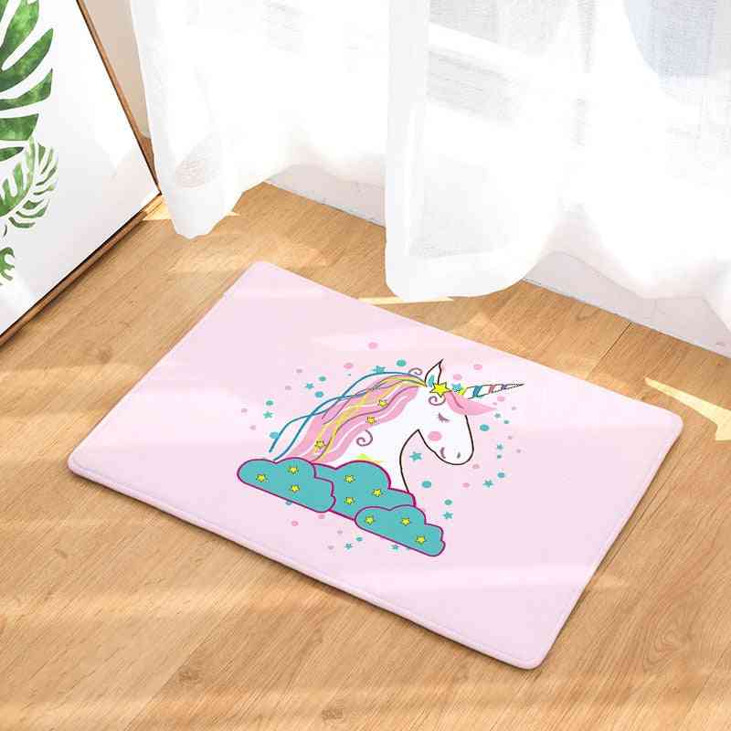 Tapis de sol imprimé de dessin animé de licorne, tapis pour cuisine de toilette de salle de bains à la maison