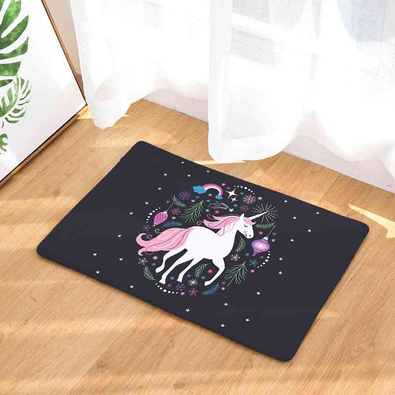 Alfombrilla estampada con dibujos animados de unicornio, alfombra para baño en casa, baño, cocina