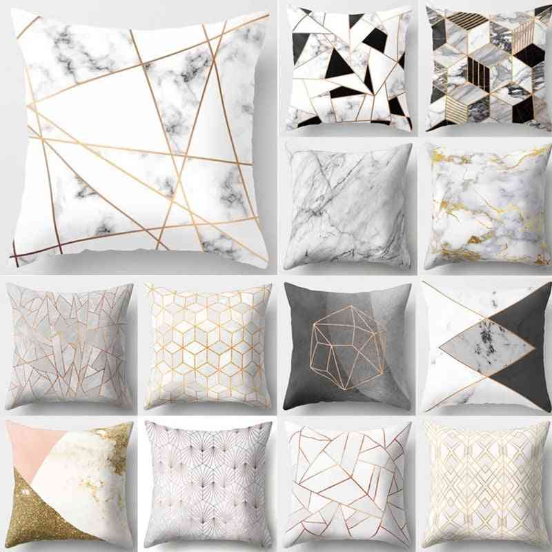 Marble Geometric Design, Printed Decorative Pillow Cover