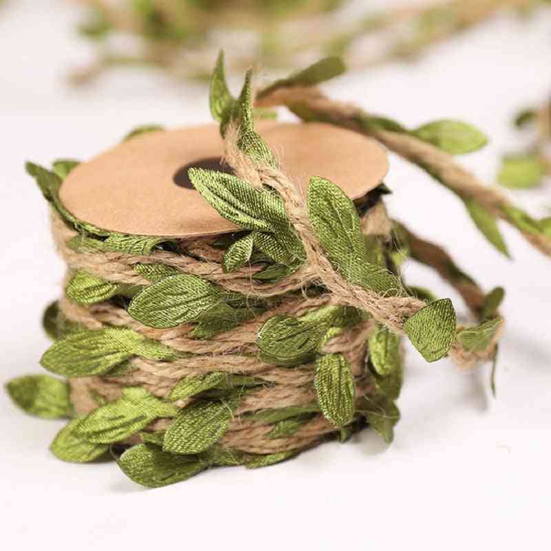 симулация зелени листа тъкане на конопено въже за декорация на сватбен рожден ден