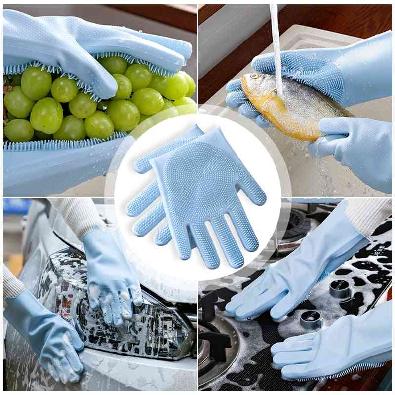 Magic Food Grade Silicone Dishwashing Scrubber - Rubber Scrub Gloves