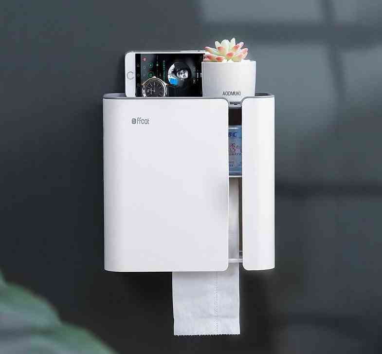 Nordic Style, Punch Free, Waterproof And Wall Mount Toilet Paper Holder And Shelf