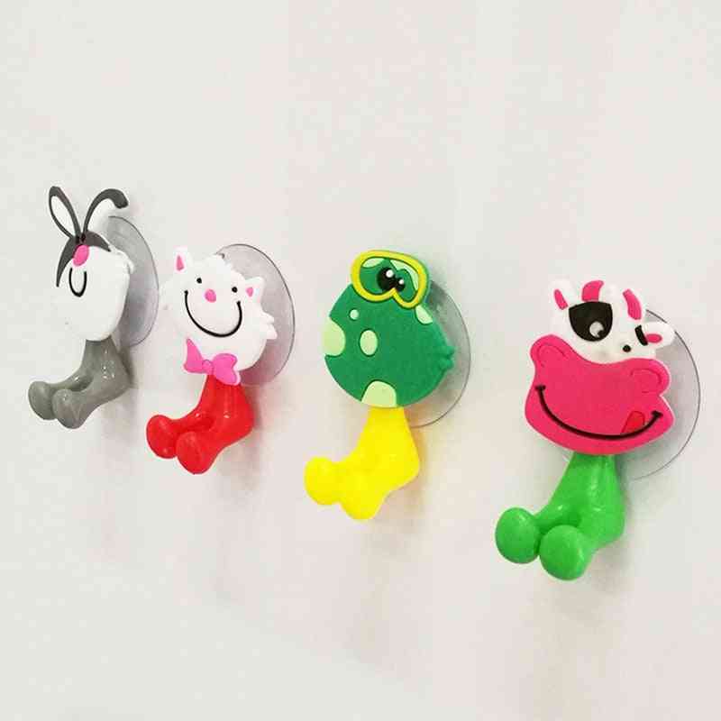 Cute Cartoon Wall Mounted Suction Cup Antibacterial Toothbrush Holder Hooks