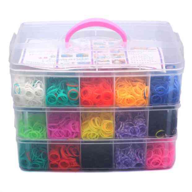 Diy Rainbow Color Rubber Band Bracelet Weaving Machines Knitting Box