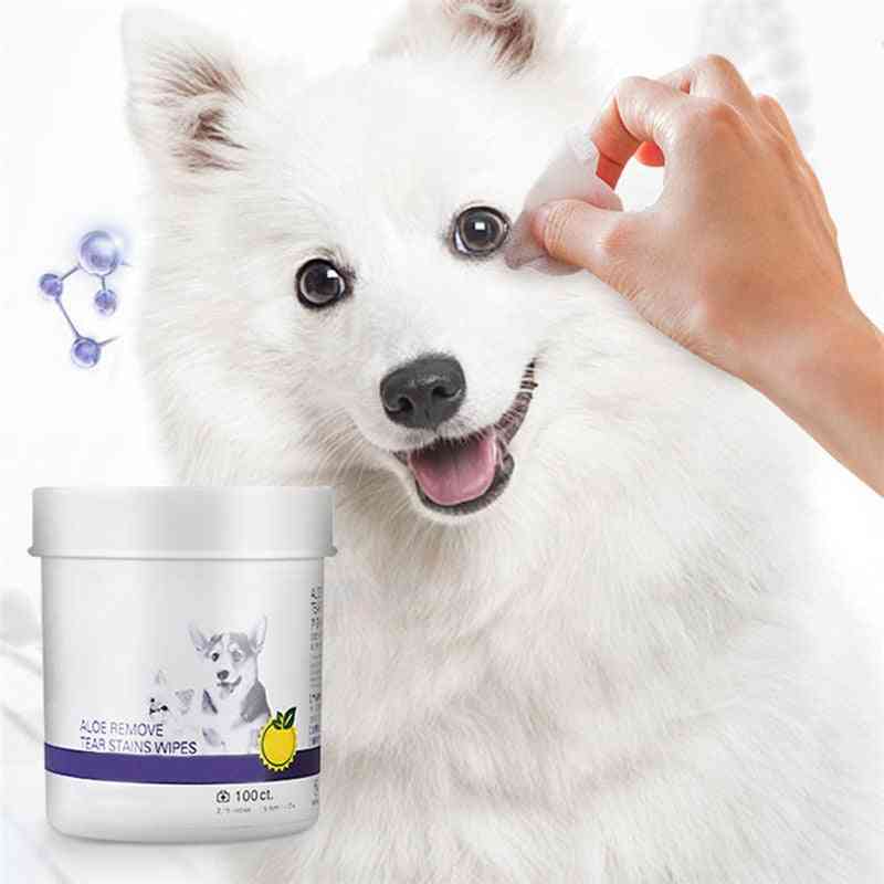 Limpiador de aliento dental / de ojos / oídos para mascotas 100 toallitas - el perro deja de picar limpieza suave mantener la toalla de papel