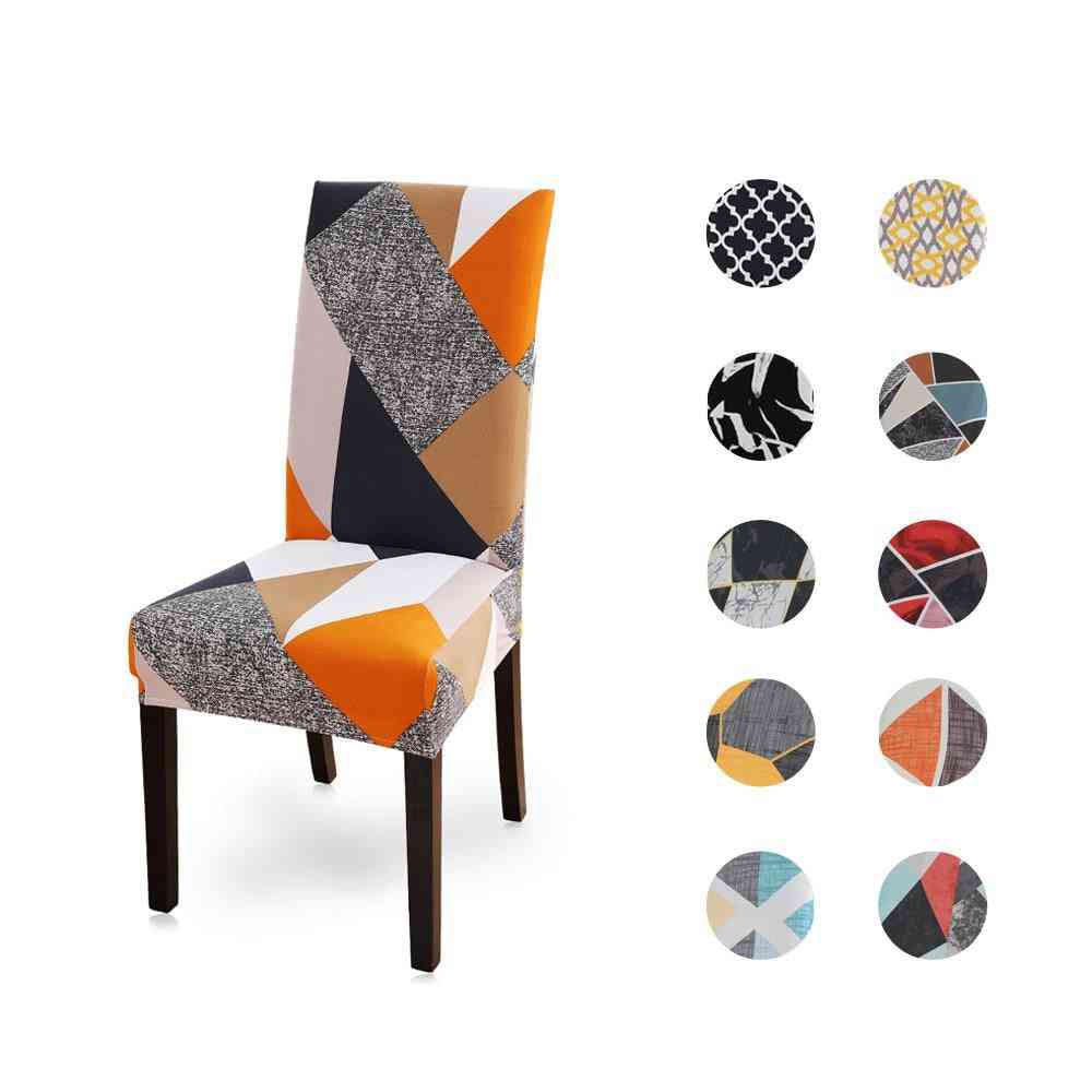 Soft Spandex, Printed, Universal Chair Cover For Dining Room, Wedding Banquet, Hotel