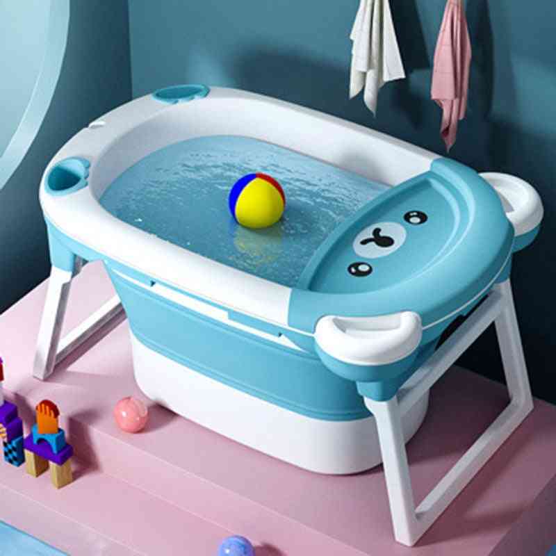 Children's Bathing Bucket Folding Tub - Home Baby Bath Tub Can Sit And Lie Cute Bear