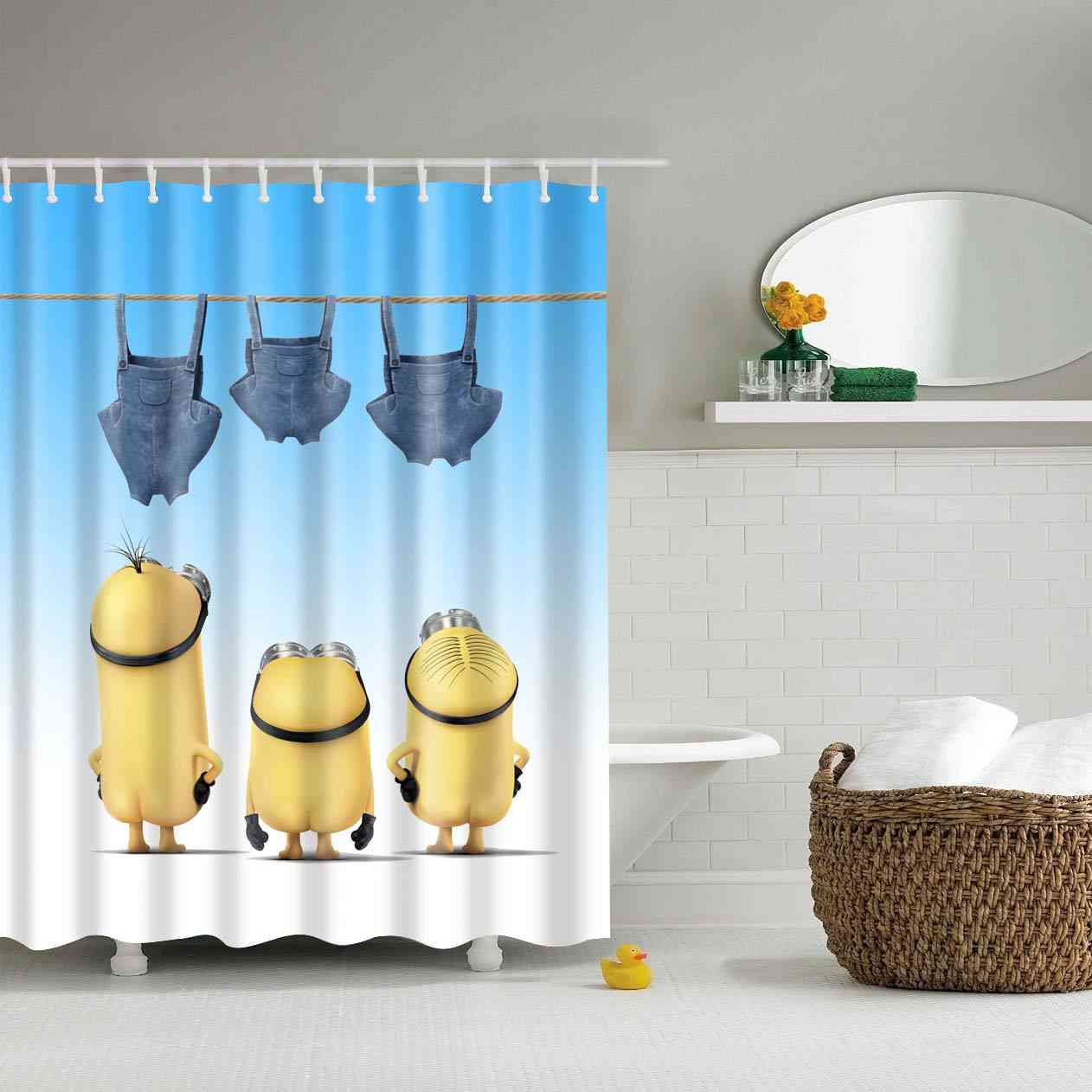 Waterproof, Polyester Fabric-3d Printed Shower Curtains