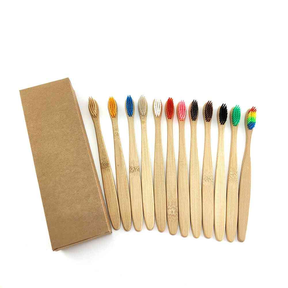 12pcs/pack - Natural Bamboo Charcoal Table , Soft Hair Tooth Brush Eco Friendly Brushes Oral Cleaning Care Tools|toothbrushes