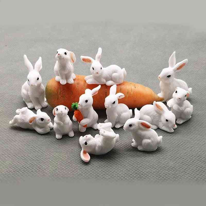 Kanin påske dekoration miniature - haredyr figurine harpiks håndværk, mini bunny haven ornament