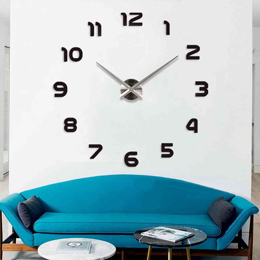 3d Luminous Diy Big Wall Clock, Rushed Mirror Sticker