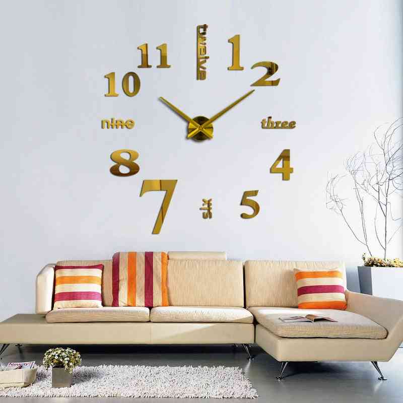 Europe 3d Big Quartz Still Life Wall Clock Living Room Home Decoration Stickers