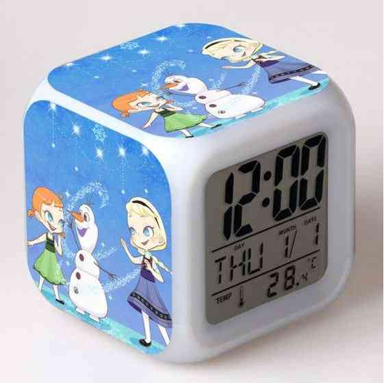 Frozen Elsa Queen, Princess Anna Led Mood Square Rechargeable Clock